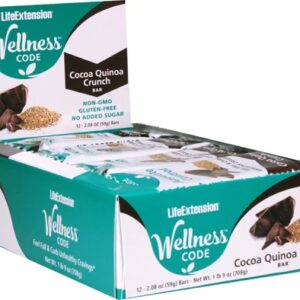 Life Extension Wellness Code™ Cocoa Quinoa Crunch Bar -- 12 Bars