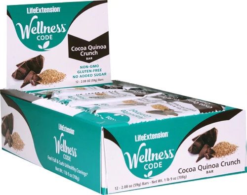 Life Extension Wellness Code™ Cocoa Quinoa Crunch Bar -- 12 Bars