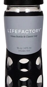 Garrafa de Vidro Lifefactory 473ml com Tampa Clássica e Silicone Onyx