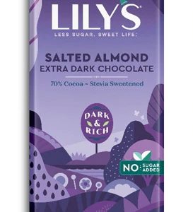 Comprar lily's dark chocolate with stevia salted almond -- 2. 8 oz preço no brasil candy chocolate chocolate bars dark chocolate food & beverages suplementos em oferta suplemento importado loja 13 online promoção -