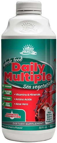 Liquid Health Múltiplo Diário de Alimentos Integrais com Algas Marinhas Sabor Cereja Natural - 946ml