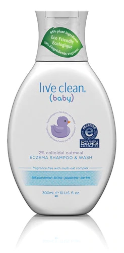 Live Clean Baby Shampoo e Lavagem para Eczema 295ml - Pele Sensível