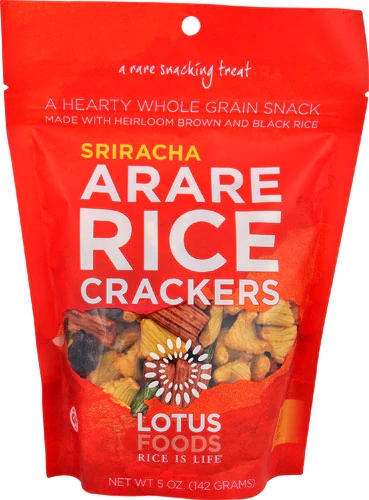 Biscoitos de Arroz Lotus Foods Sriracha Sem Glúten - 142g
