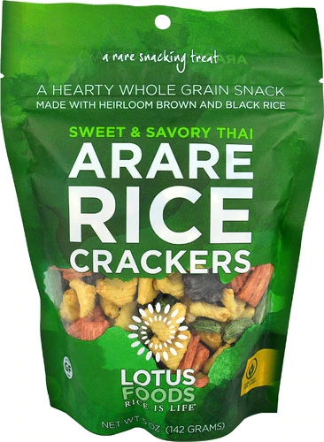 Biscoitos de Arroz Lotus Foods Arare Doce e Salgado Tailandês Sem Glúten 142g