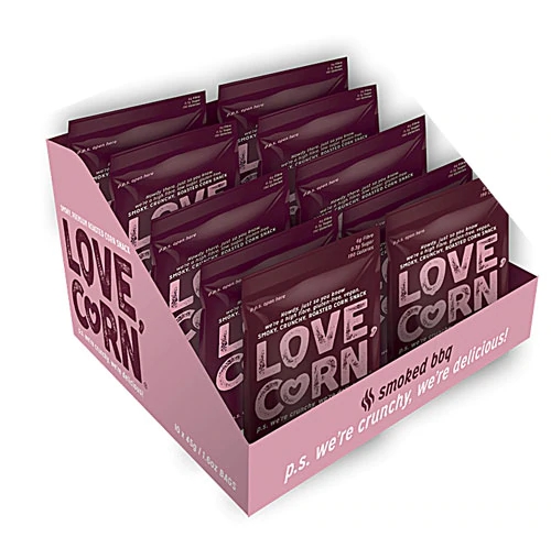 Love Corn Salgadinho de Milho Assado Smoked BBQ Sem Glúten Vegano - 10 Pacotes (Aprox. 280g)