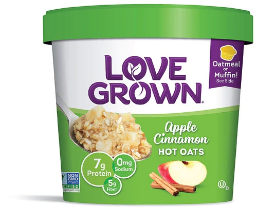 Love Grown Hot Oats Maçã Canela 63g - Aveia Instantânea Nutritiva