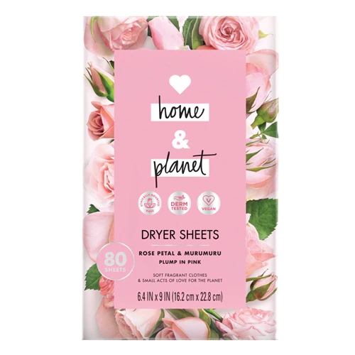 Lenços para Secadora Love Home & Planet Pétala de Rosa e Murumuru - 80 Folhas