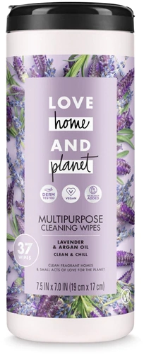 Lenços de Limpeza Multiuso Love Home & Planet Lavanda e Óleo de Argan - 37 Unidades