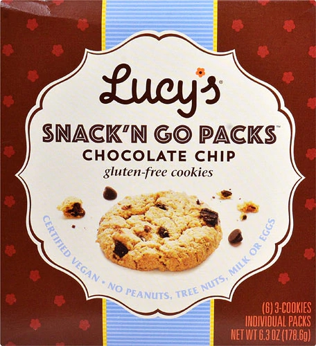Biscoito de Chocolate Chip Sem Glúten Lucy's Snack 'n Go Packs - 178g