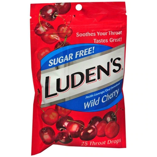Luden's Pastilhas para Garganta Sem Açúcar Sabor Cereja Selvagem - 25 Unidades