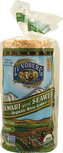 Biscoitos de Arroz Orgânico Lundberg Tamari com Algas Marinhas - 240g