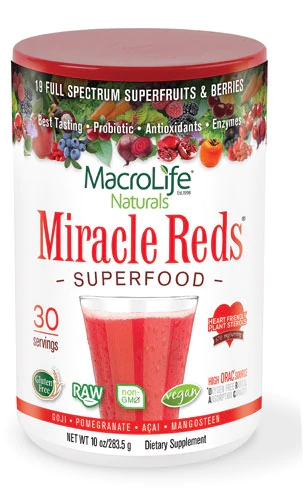 Macro Life Naturals Miracle Reds Berry - Suplemento Alimentar em Pó 283g - Rico em Antioxidantes e Vitaminas