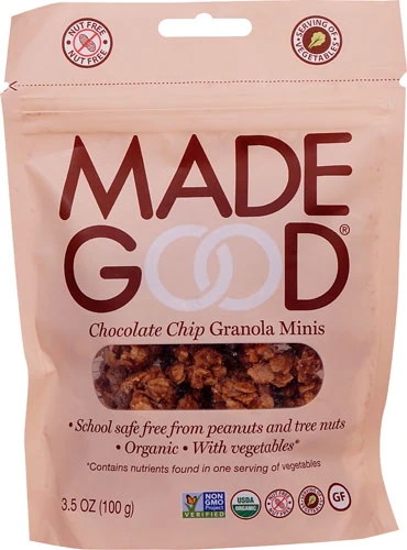 MadeGood Granola Minis Chocolate Chip - 100g - Lanche Saudável e Divertido
