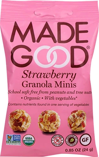 MadeGood Granola Minis Morango 24g - Lanche Saudável e Delicioso