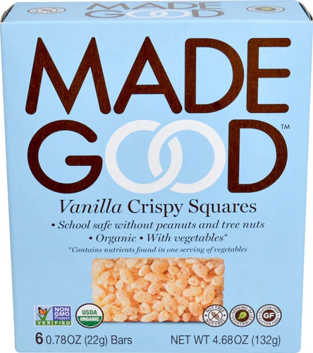 MadeGood Barras Crocantes Orgânicas Sem Glúten Sabor Baunilha - 6 Unidades (Aprox. 150g)