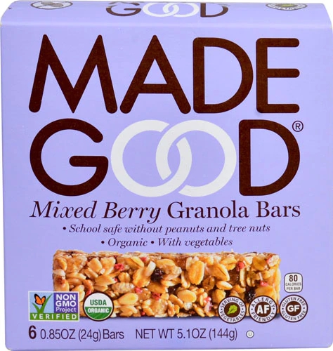 Barras de Granola Orgânica MadeGood Misto de Frutas Sem Glúten - 6 Barras (168g)