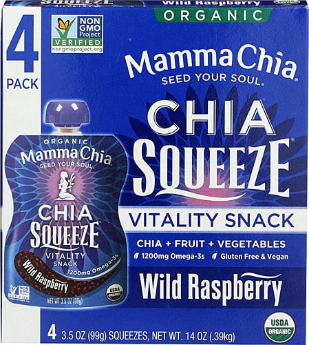 Mamma Chia Chia Squeeze Vitality Snack Framboesa Selvagem 120g - Pack 4