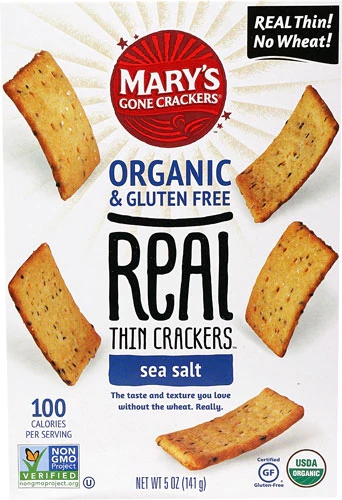 Biscoito Orgânico Mary's Gone Crackers Real Thin Sem Glúten Sal Marinho - 142g