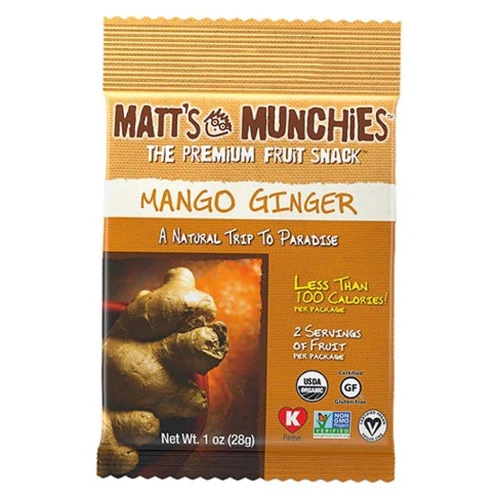 Snack de Fruta Premium de Manga e Gengibre Matt's Munchies - 28g