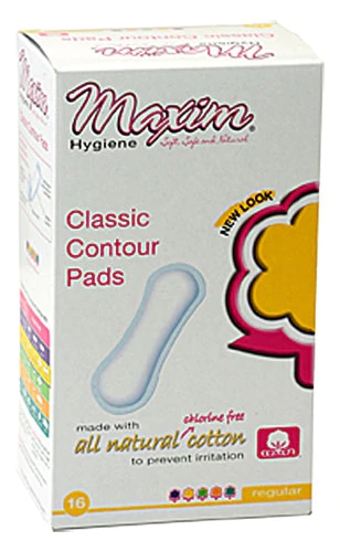 Absorventes Naturais de Algodão Maxim Hygiene Classic Contour Regular - 16 Unidades