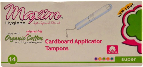 Absorventes Internos de Algodão Orgânico Maxim Hygiene Super com Aplicador de Papelão - 14 Unidades