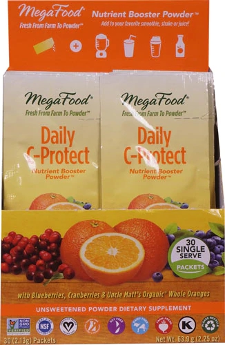MegaFood Daily C-Protect Nutriente em Pó - 30 Sachês - Vitamina C e Antioxidantes