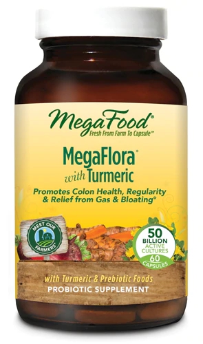 MegaFood MegaFlora com Cúrcuma - 50 Bilhões de UFC - 60 Cápsulas