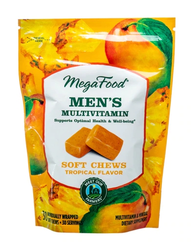 MegaFood Men's One Daily Chew Tropical 30 Gomas Mastigáveis - Multivitamínico Completo para Homens