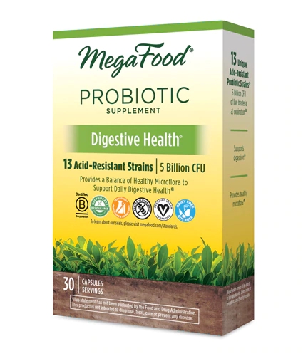 MegaFood Probiótico para Saúde Digestiva - 5 Bilhões de UFC - 30 Cápsulas