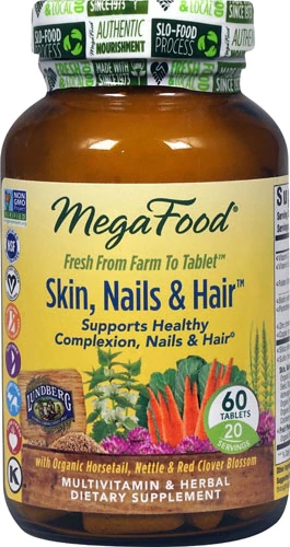 MegaFood Pele Unhas e Cabelos™ - 60 Comprimidos: Nutrição Completa para Vitalidade Radiante
