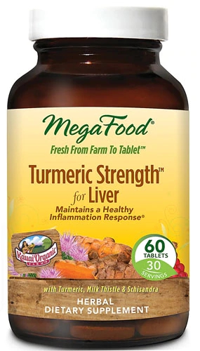 MegaFood Turmeric Strength™ para Fígado - 60 Comprimidos - Suporte Hepático Potente