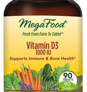 MegaFood Vitamina D3 1000 UI - 90 Comprimidos - Essencial para Saúde Óssea e Imunidade