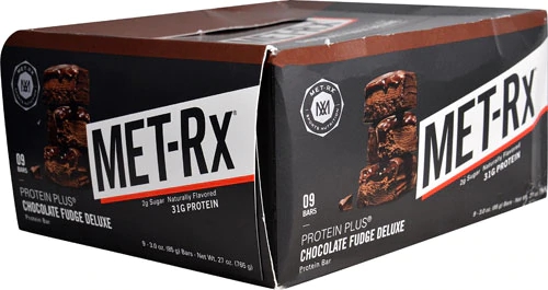 MET-Rx Protein Plus Chocolate Fudge Deluxe - Barra de Proteína 9 Unidades