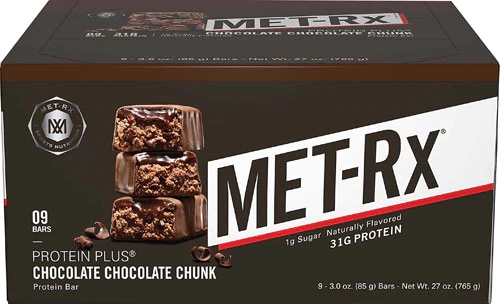 MET-Rx Protein Plus Barra de Proteína Chocolate Chunk - Pacote com 9 Barras (Aprox. 630g)