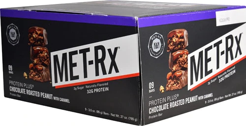MET-Rx Protein Plus Barra de Proteína Chocolate Amendoim Torrado - 9 Barras (Aprox. 63g Cada)