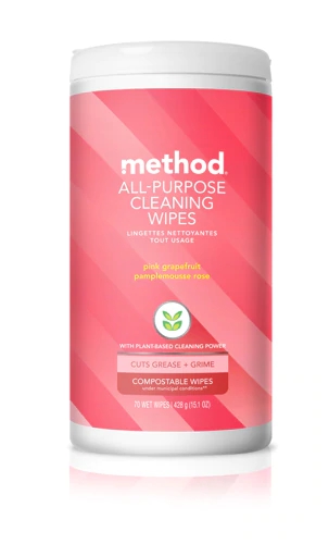 Lenços de Limpeza Multiuso Method - Toranja Rosa - 70 Unidades