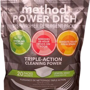 Detergente para Máquina de Lavar Louça Method Power Dish Limão Hortelã - 20 Pacotes (aprox. 270g)