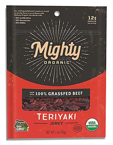 Carne Seca Teriyaki Mighty Organic 57g - Boi Alimentado a Pasto, Sem Glúten