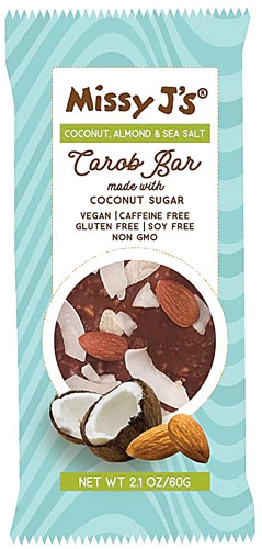 Barra de Carob Vegana Missy J's Coco Amêndoa e Sal Marinho - 60g