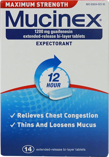 Mucinex Expectorante Guaifenesina 1200mg - 14 Comprimidos de Liberação Prolongada Bi-Layer