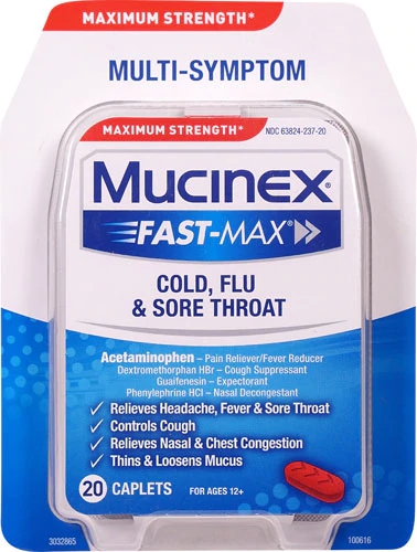 Mucinex Fast-Max® Cold, Flu & Sore Throat - Maximum Strength -- 20 Caplets