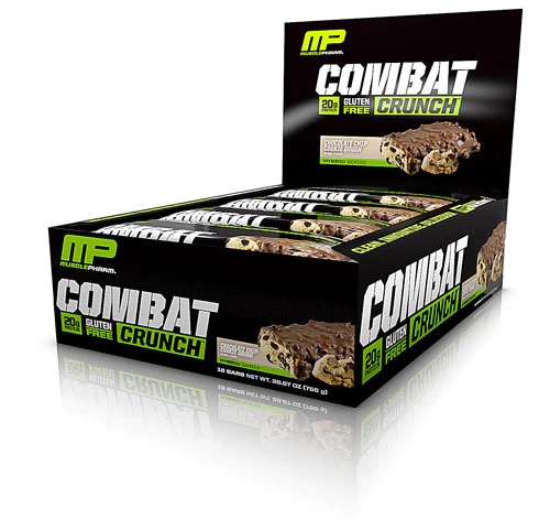 Barra de Proteína Muscle Pharm Combat Crunch Chocolate Chip Cookie Dough - 12 Unidades (Aprox. 57g cada)
