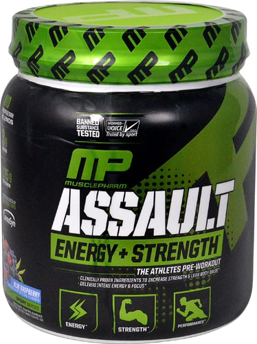 MusclePharm Assault Sport Blue Raspberry - Pré-Treino Potente 30 Porções