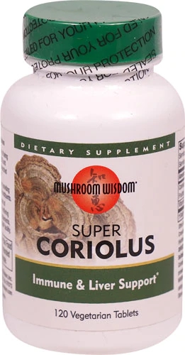Mushroom Wisdom Super Coriolus Suporte Imunidade e Fígado - 120 Comprimidos Vegetarianos