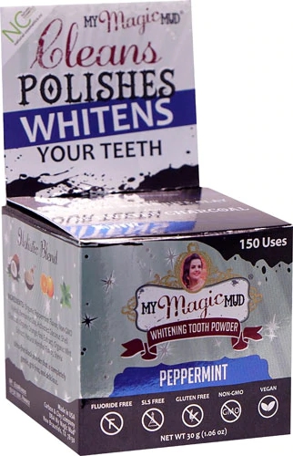 Pó para Escovação com Carvão Ativado My Magic Mud Sabor Hortelã 30g - Higiene Bucal Natural