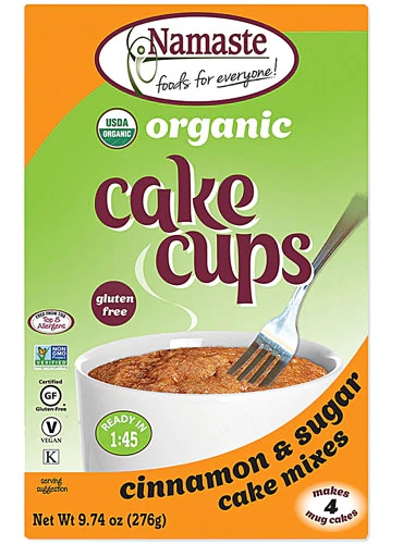 Namaste Foods Organic Cake Cup Mix Packs Gluten Free Cinnamon Sugar -- 4 Packs