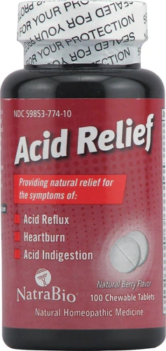 NatraBio Acid Relief - 100 Comprimidos Mastigáveis: Alívio Rápido para Azia e Indigestão
