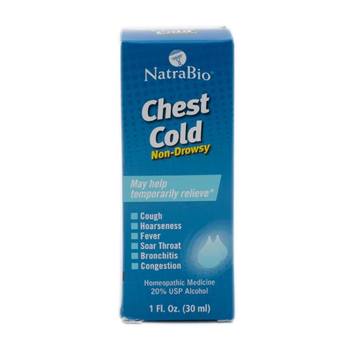 NatraBio Chest Cold Não Sedativo 30ml - Alívio Respiratório Natural
