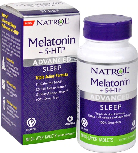 Natrol Advanced Sleep Melatonina Plus 5-HTP 60 Comprimidos - Sono Profundo e Revigorante