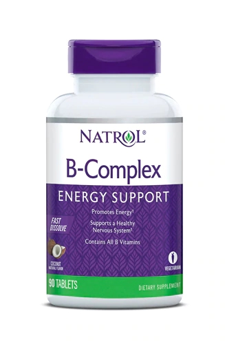Natrol B-Complex Fast Dissolve Sabor Coco - 90 Comprimidos Solúveis